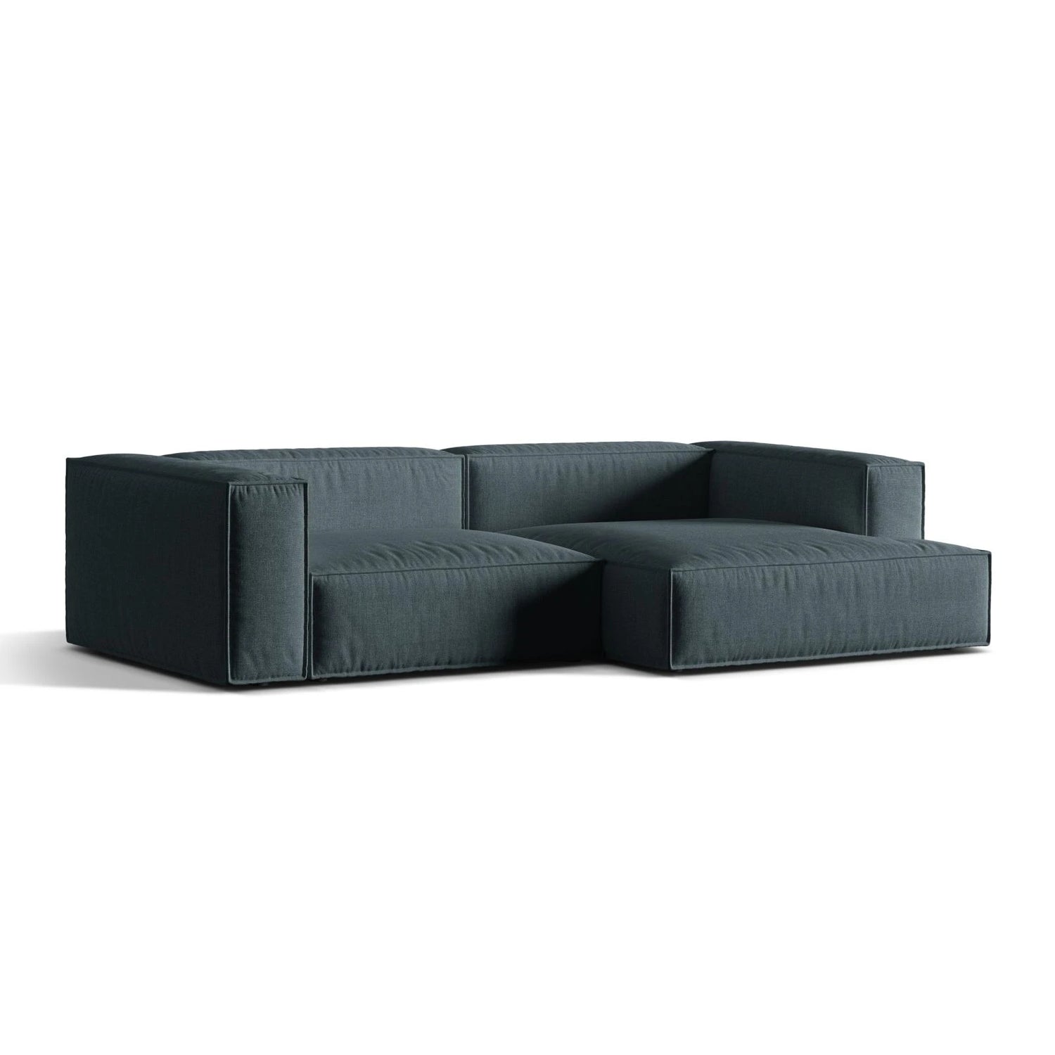 Nuria Ecksofa Rechts, mit Bezug aus Strukturierter Stoff (Lib13) in Deep Petrol, 147x292 cm – Bild 3