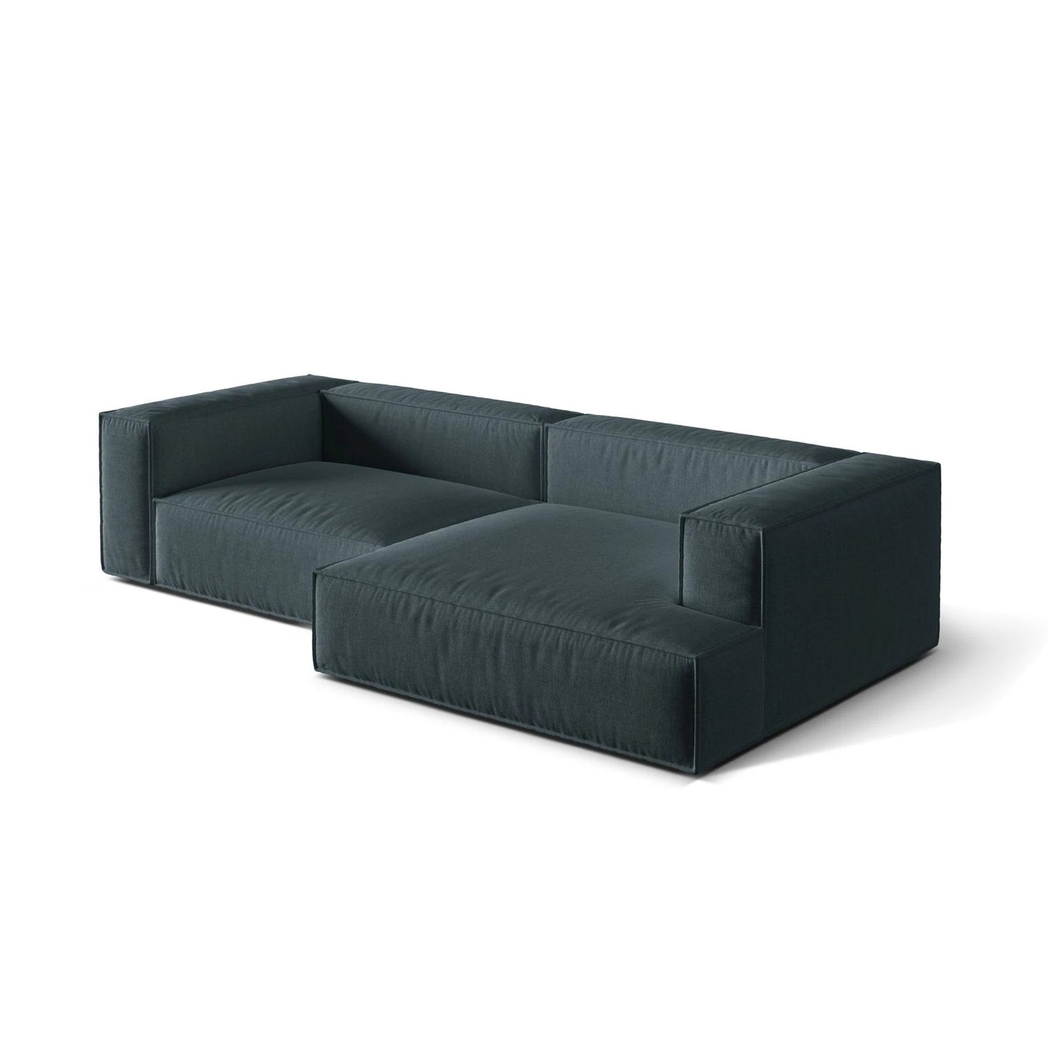 Nuria Ecksofa Rechts, mit Bezug aus Strukturierter Stoff (Lib13) in Deep Petrol, 147x292 cm – Bild 4