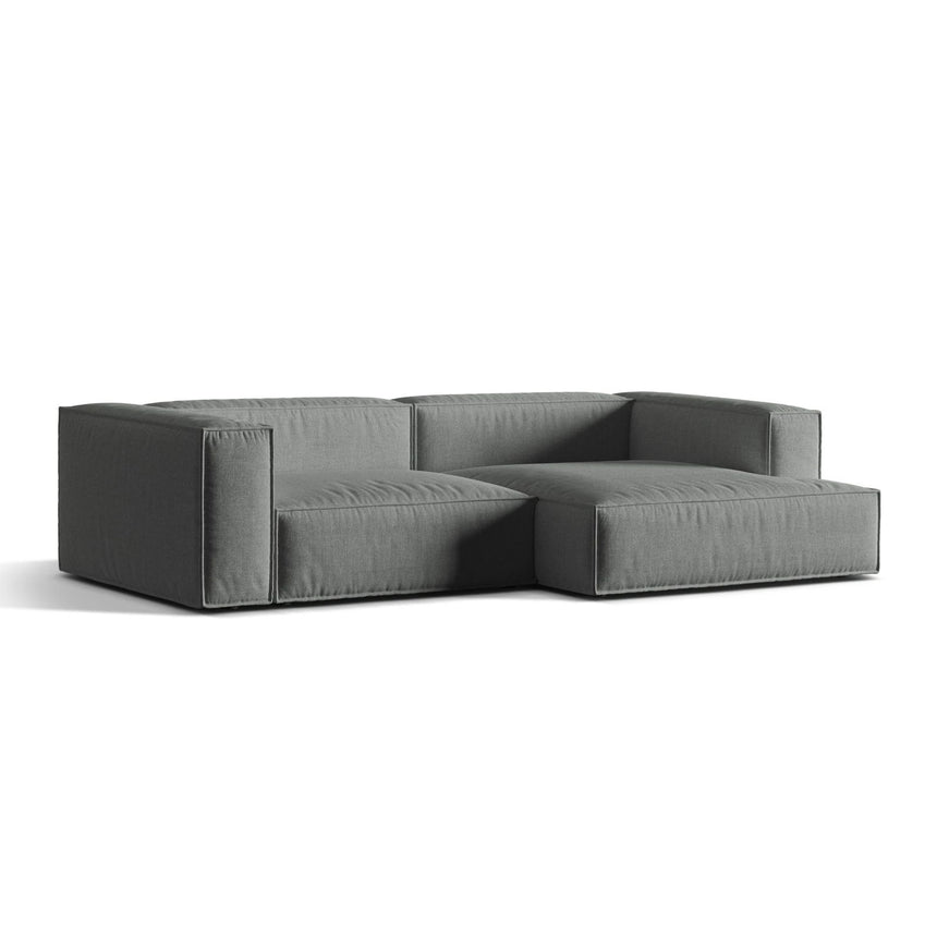 Nuria Ecksofa Rechts, mit Bezug aus Strukturierter Stoff (Lib20) in Grau, 147x292 cm – Bild 3