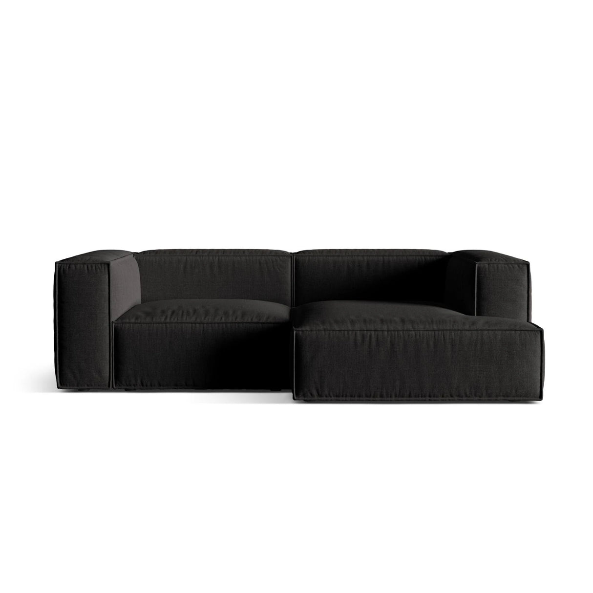 Nuria Ecksofa Rechts, mit Bezug aus Strukturierter Stoff (Lib22) in Schwarz, 147x252 cm – Bild 1