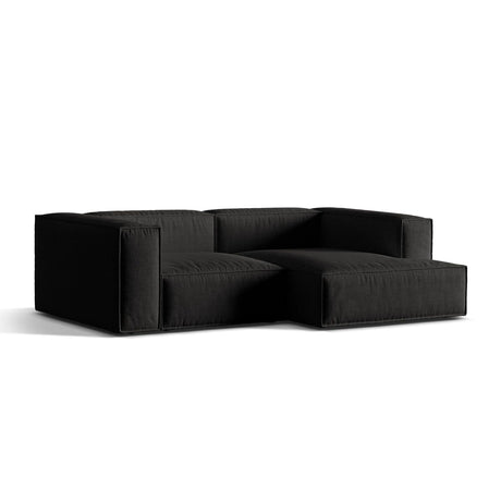 Nuria Ecksofa Rechts, mit Bezug aus Strukturierter Stoff (Lib22) in Schwarz, 147x252 cm – Bild 3