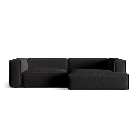 Nuria Ecksofa Rechts, mit Bezug aus Strukturierter Stoff (Lib22) in Schwarz, 147x292 cm – Bild 1