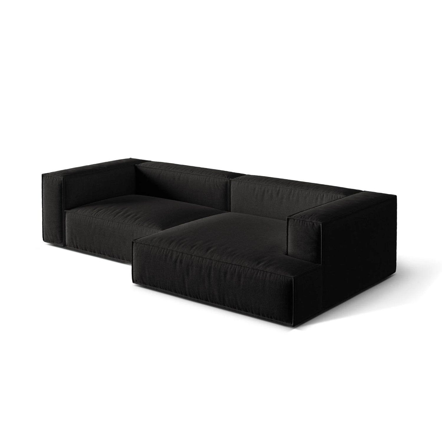 Nuria Ecksofa Rechts, mit Bezug aus Strukturierter Stoff (Lib22) in Schwarz, 147x292 cm – Bild 4