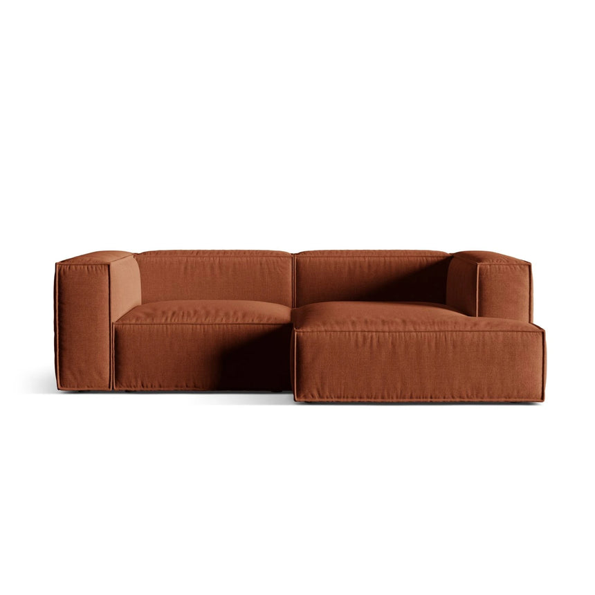 Nuria Ecksofa Rechts, mit Bezug aus Strukturierter Stoff (Lib9) in Ziegel, 147x252 cm – Bild 1