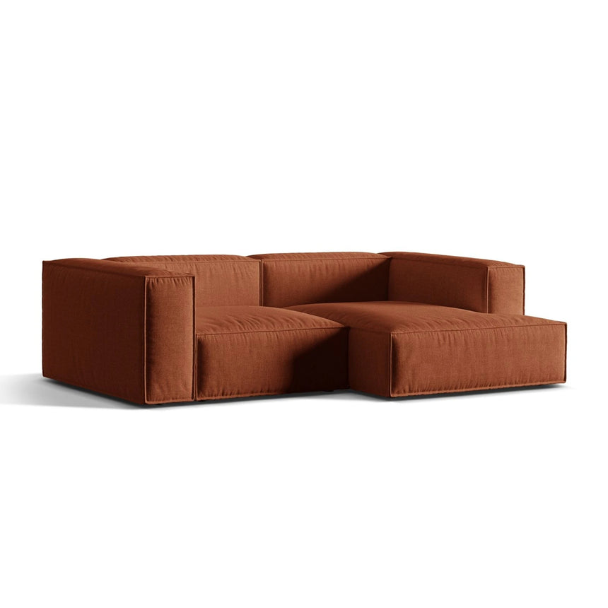 Nuria Ecksofa Rechts, mit Bezug aus Strukturierter Stoff (Lib9) in Ziegel, 147x252 cm – Bild 3