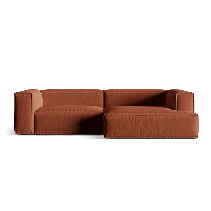 Nuria Ecksofa Rechts, mit Bezug aus Strukturierter Stoff (Lib9) in Ziegel, 147x292 cm – Bild 1