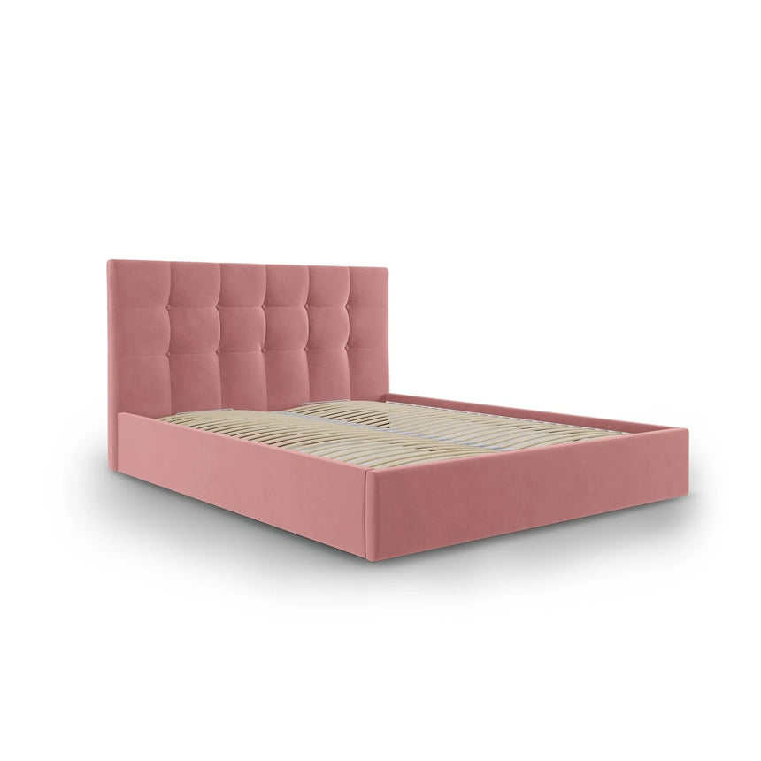 Phaedra Bett mit Stauraum und Kopfteil in Samt (Mat63) in Rosa, 140x200 cm – Bild 4