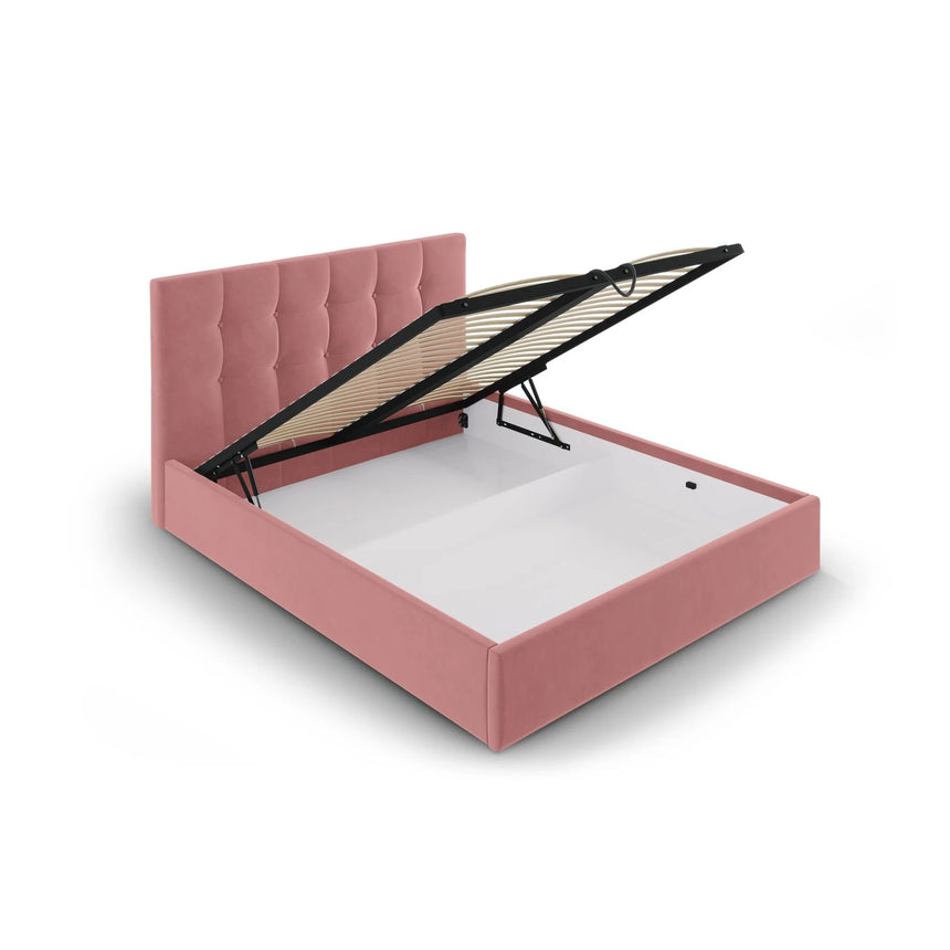 Phaedra Bett mit Stauraum und Kopfteil in Samt (Mat63) in Rosa, 140x200 cm – Bild 5
