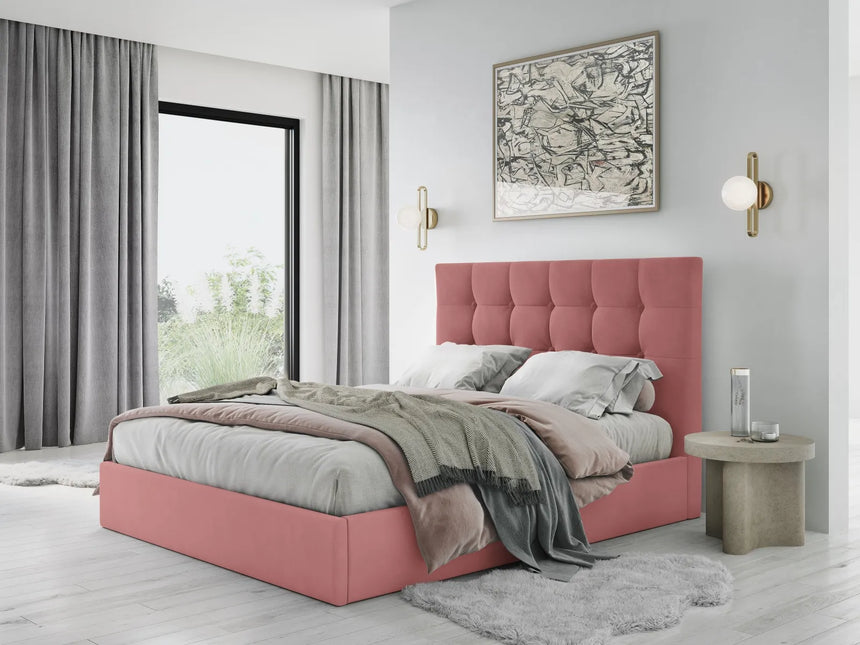 Phaedra Bett mit Stauraum und Kopfteil in Samt (Mat63) in Rosa, 180x200 cm – Bild 2