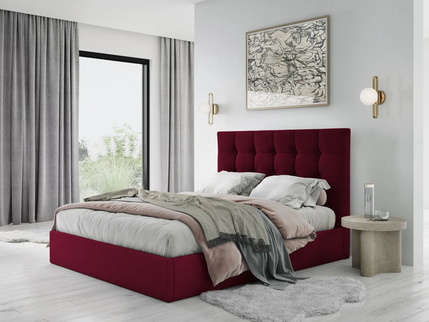 Phaedra Bett mit Stauraum und Kopfteil in Samt (Mat68) in Dark Red, 140x200 cm – Bild 2