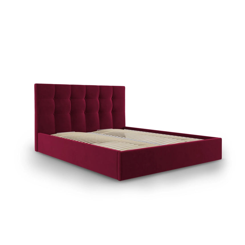 Phaedra Bett mit Stauraum und Kopfteil in Samt (Mat68) in Dark Red, 140x200 cm – Bild 4