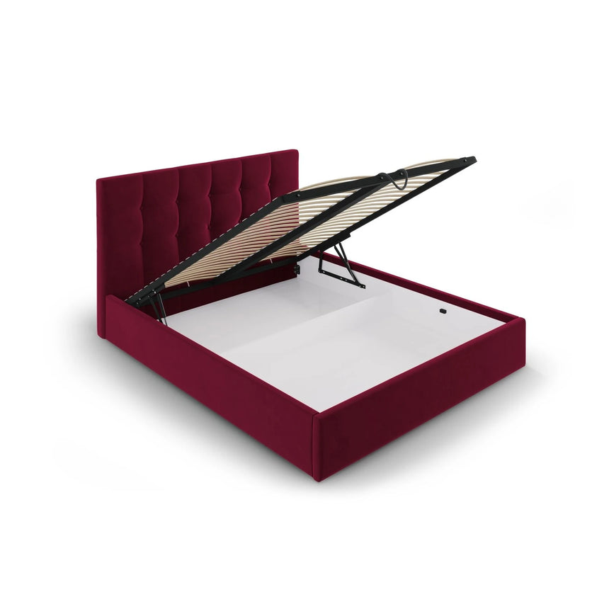 Phaedra Bett mit Stauraum und Kopfteil in Samt (Mat68) in Dark Red, 140x200 cm – Bild 5