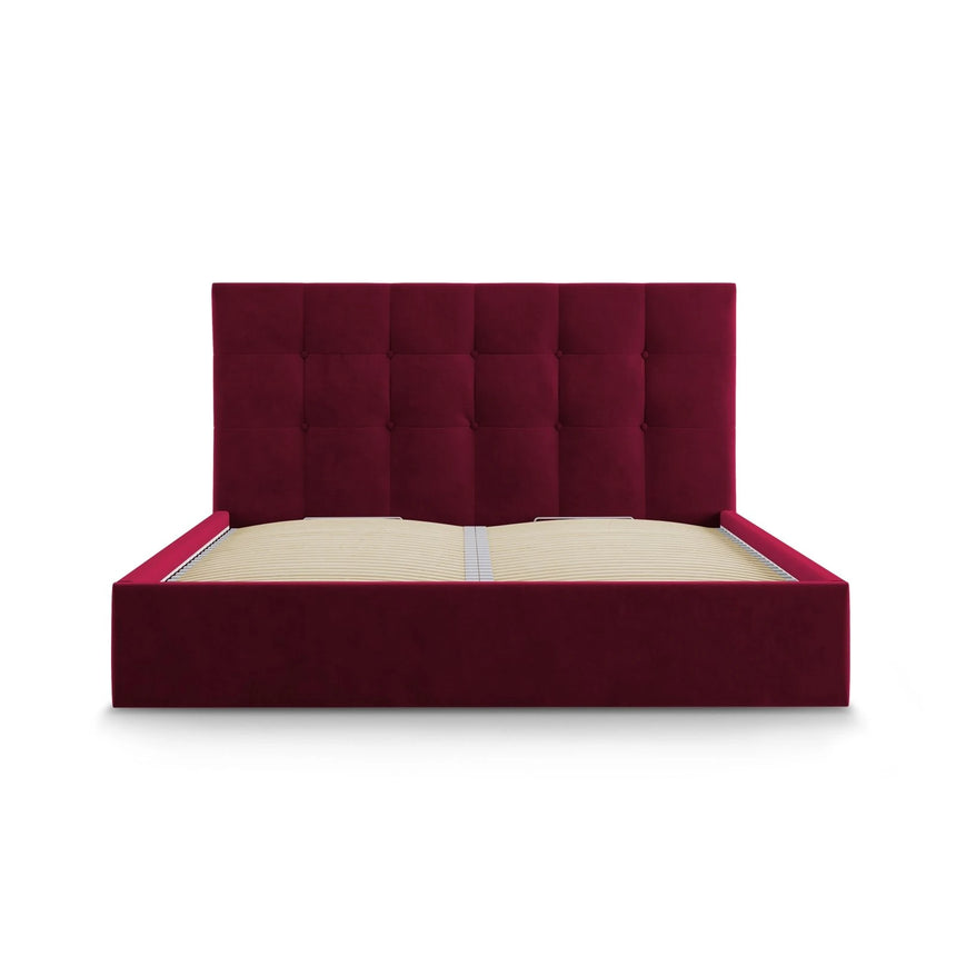 Phaedra Bett mit Stauraum und Kopfteil in Samt (Mat68) in Dark Red, 140x200 cm – Bild 6
