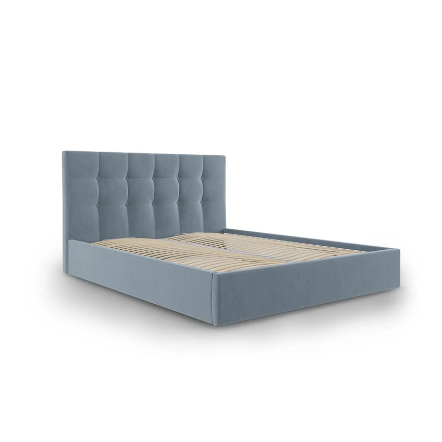 Phaedra Bett mit Stauraum und Kopfteil in Samt (Mat73) in Blau, 140x200 cm – Bild 4