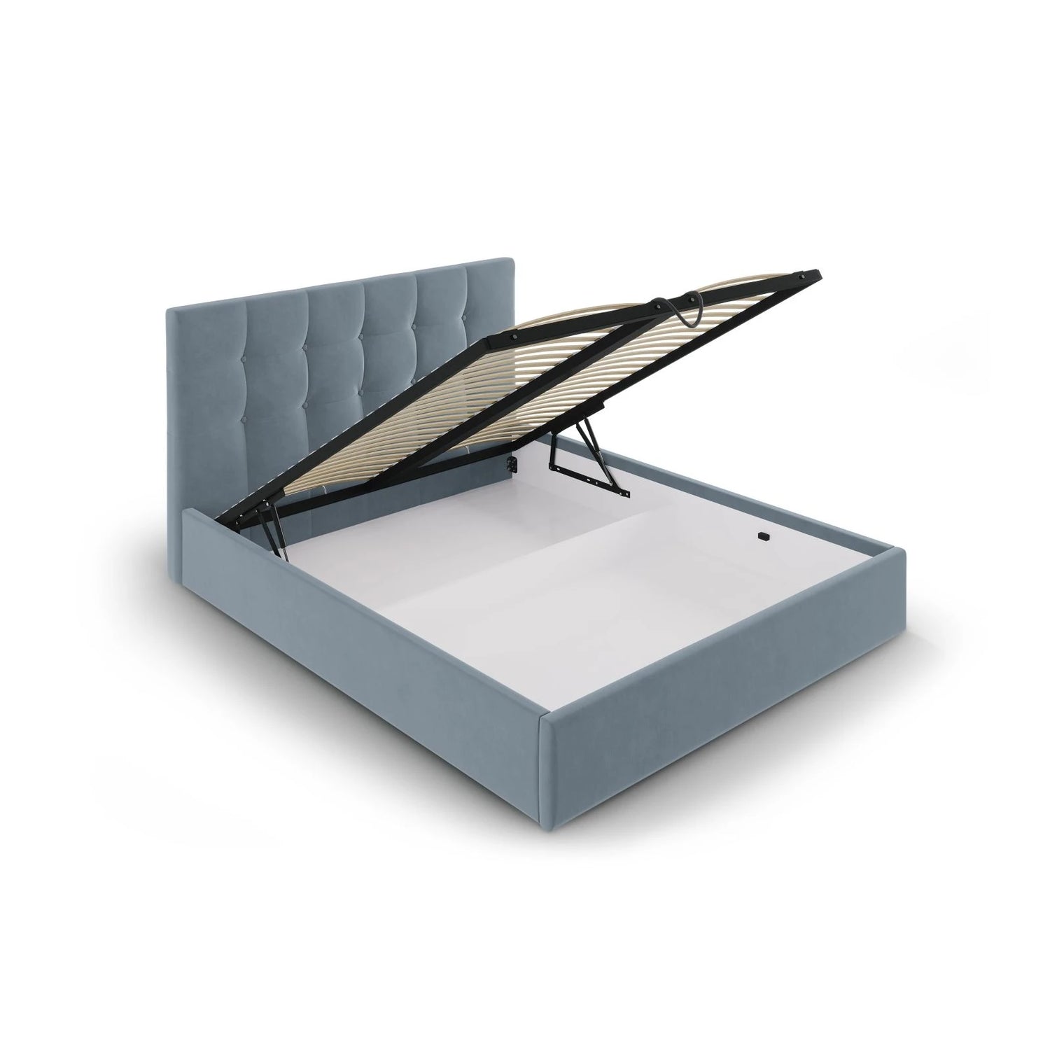 Phaedra Bett mit Stauraum und Kopfteil in Samt (Mat73) in Blau, 140x200 cm – Bild 5