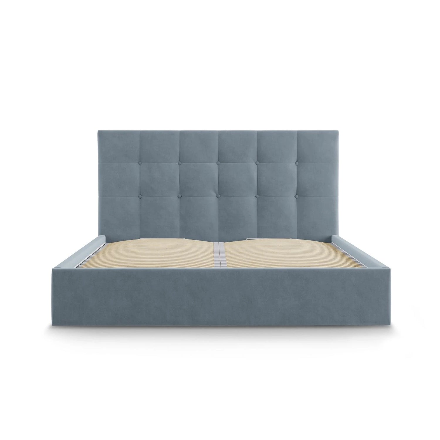 Phaedra Bett mit Stauraum und Kopfteil in Samt (Mat73) in Blau, 140x200 cm – Bild 6