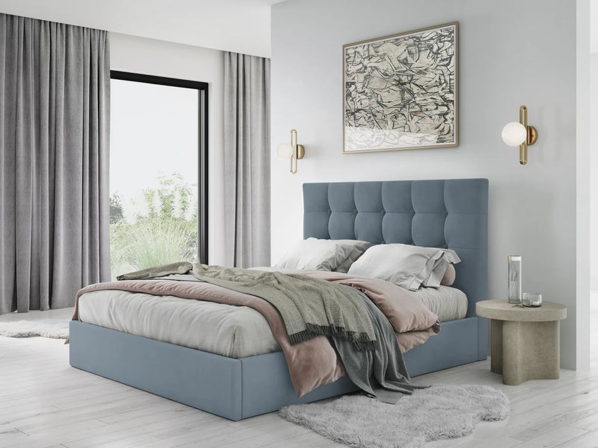 Phaedra Bett mit Stauraum und Kopfteil in Samt (Mat73) in Blau, 160x200 cm – Bild 2