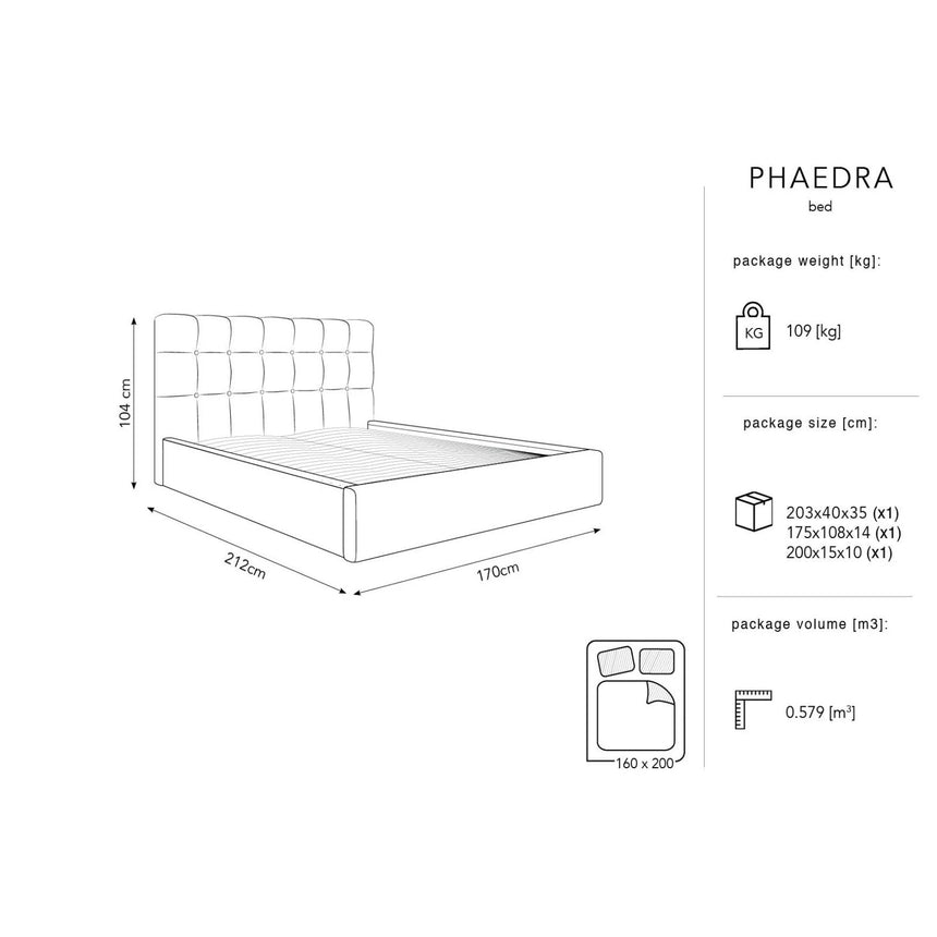Phaedra Bett mit Stauraum und Kopfteil in Samt (Mat73) in Blau, 160x200 cm – Bild 3