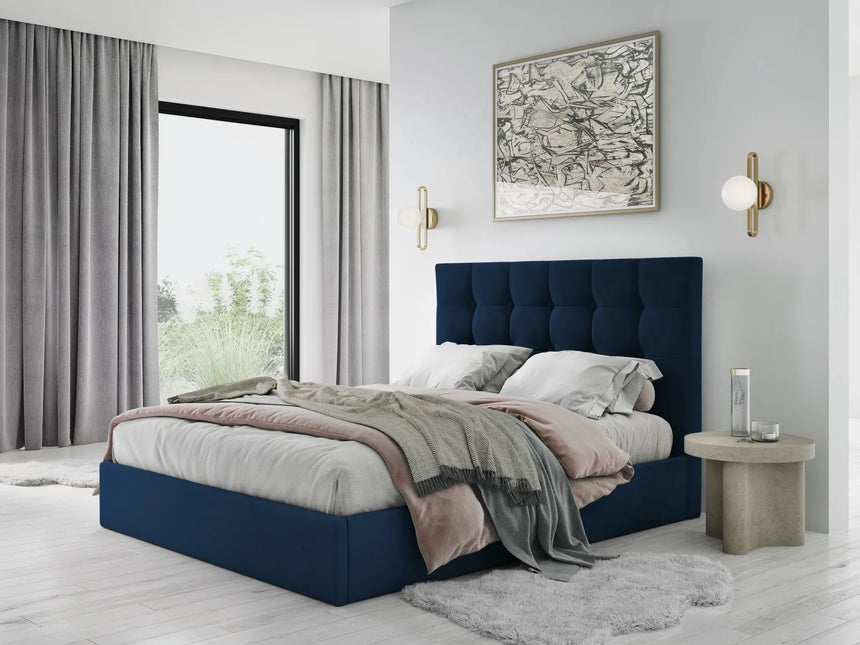 Phaedra Bett mit Stauraum und Kopfteil in Samt (Mat79) in Königsblau, 140x200 cm – Bild 2