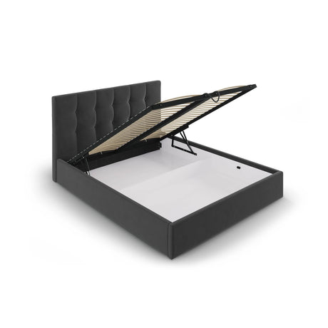 Phaedra Bett mit Stauraum und Kopfteil in Samt (Mat97) in Dunkelgrau, 140x200 cm – Bild 5