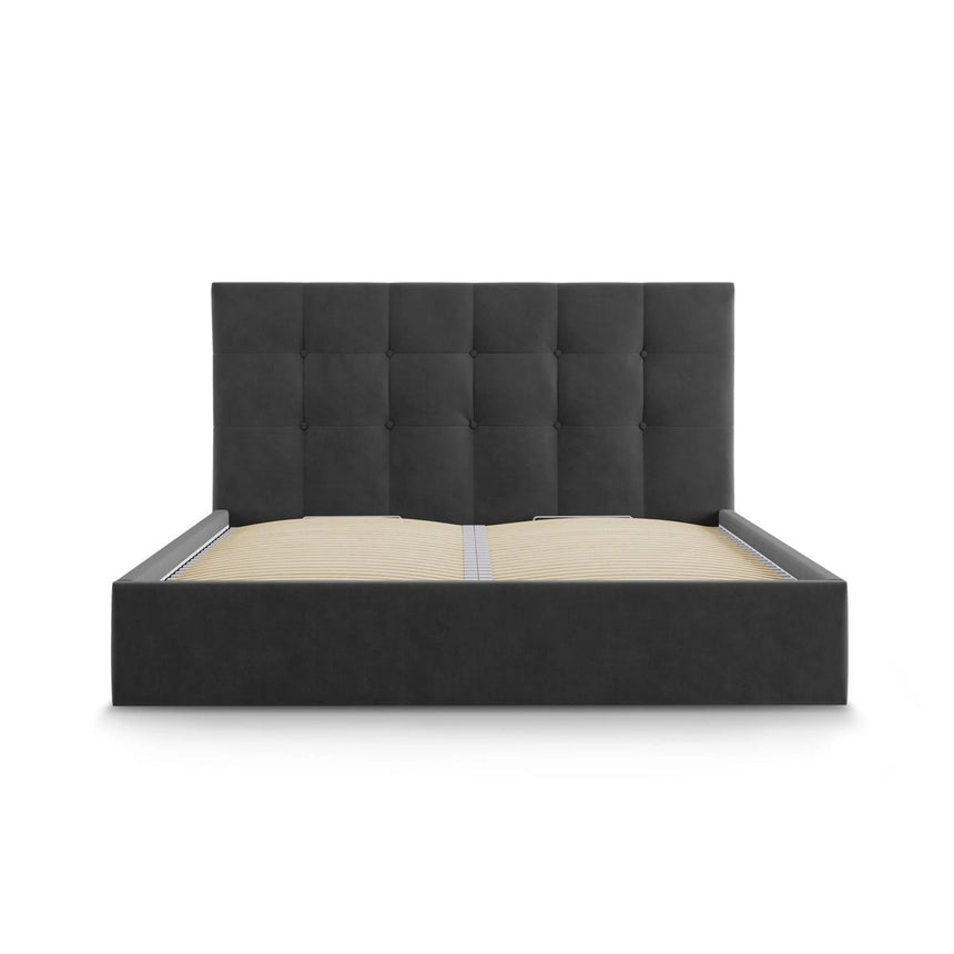 Phaedra Bett mit Stauraum und Kopfteil in Samt (Mat97) in Dunkelgrau, 140x200 cm – Bild 6