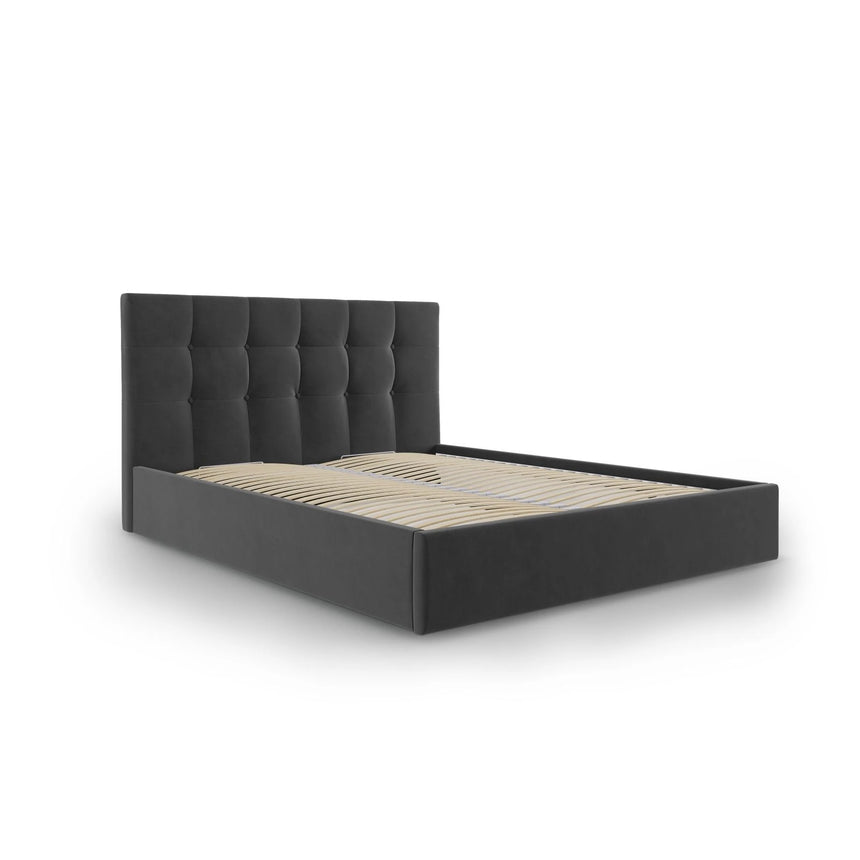 Phaedra Bett mit Stauraum und Kopfteil in Samt (Mat97) in Dunkelgrau, 160x200 cm – Bild 4