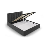 Phaedra Bett mit Stauraum und Kopfteil in Samt (Mat97) in Dunkelgrau, 180x200 cm – Bild 5