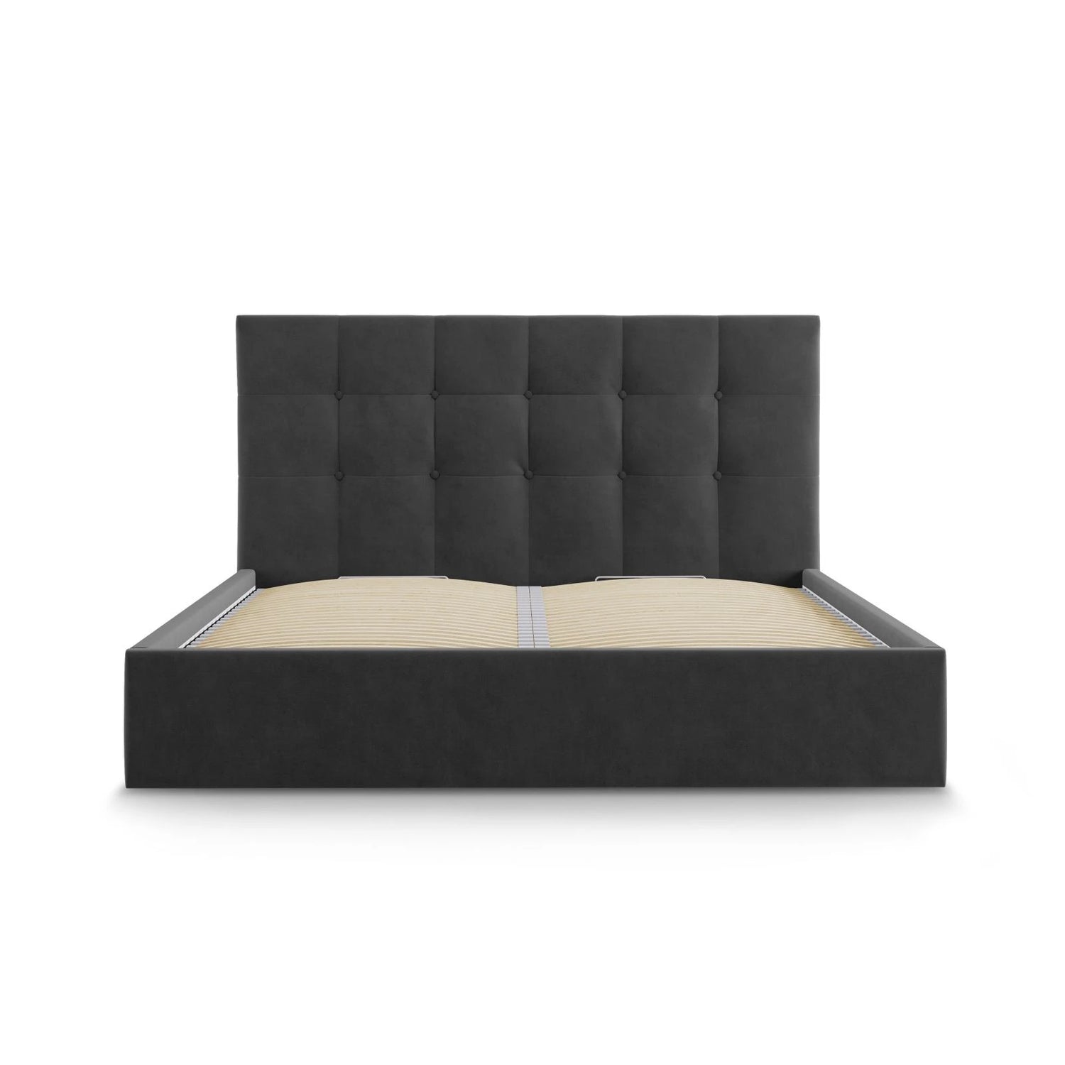 Phaedra Bett mit Stauraum und Kopfteil in Samt (Mat97) in Dunkelgrau, 180x200 cm – Bild 6