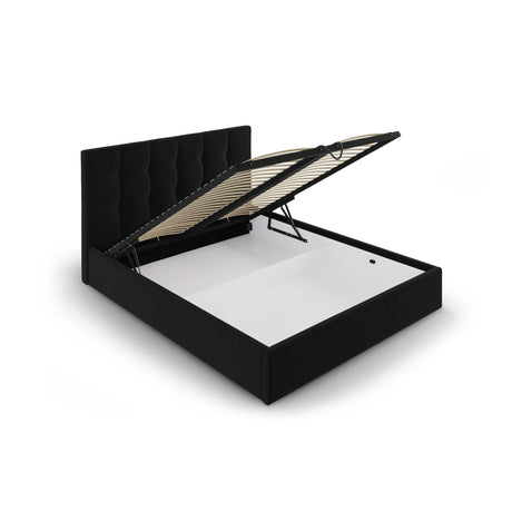 Phaedra Bett mit Stauraum und Kopfteil in Samt (Mat99) in Schwarz, 140x200 cm – Bild 5