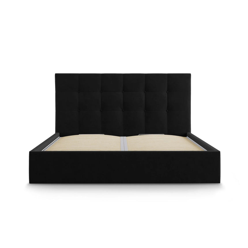 Phaedra Bett mit Stauraum und Kopfteil in Samt (Mat99) in Schwarz, 140x200 cm – Bild 6