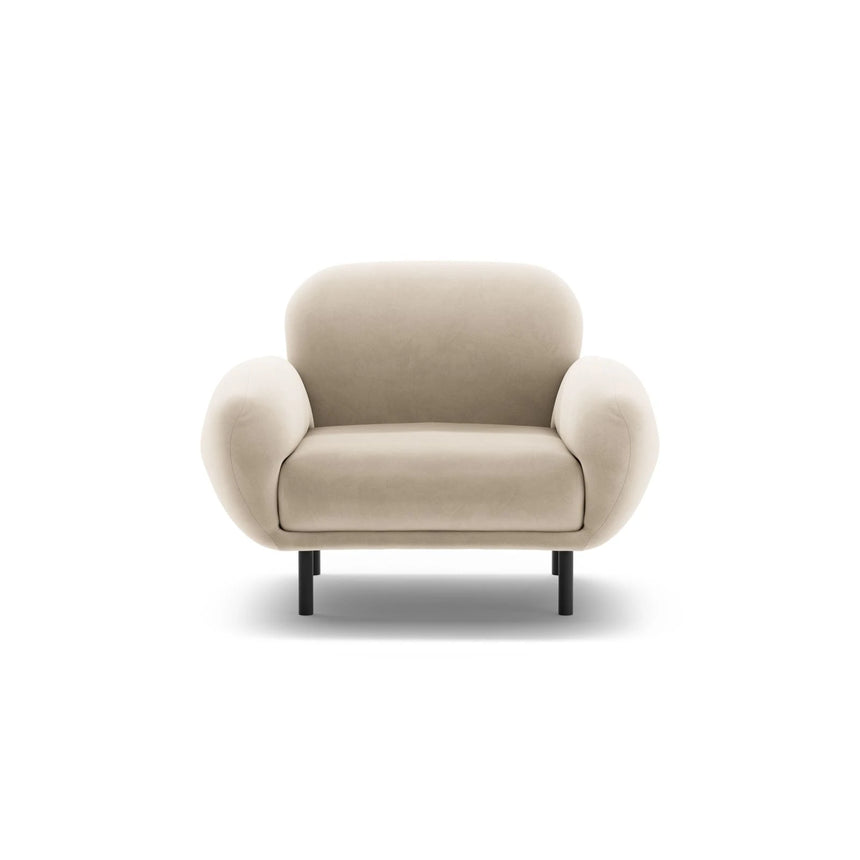 Poppy Sessel aus Samt (Casino Sand) in Ecru, 90x72 cm – Bild 1