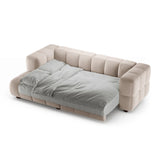 Puma 3-Sitzer Ecksofa Links mit Schlaffunktion, aus Samt (Salvador 1) in Beige, 260x164 cm – Bild 4