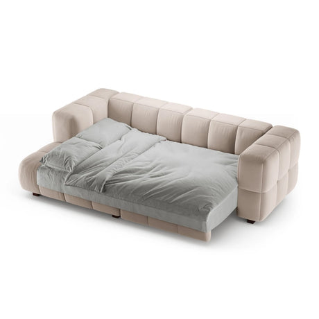 Puma 3-Sitzer Ecksofa Links mit Schlaffunktion, aus Samt (Salvador 1) in Beige, 260x164 cm – Bild 4