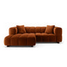 Puma 3-Sitzer Ecksofa Links mit Schlaffunktion, aus Samt (Salvador 14) in Terrakotta, 260x164 cm – Bild 1