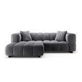 Puma 3-Sitzer Ecksofa Links mit Schlaffunktion, aus Samt (Salvador 17) in Grau, 260x164 cm – Bild 1