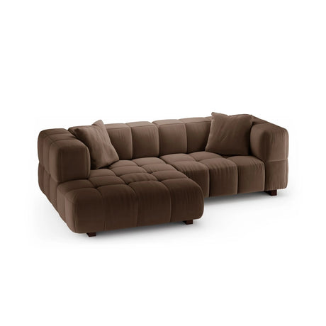Puma 3-Sitzer Ecksofa Links mit Schlaffunktion, aus Samt (Salvador 4) in Schokolade, 260x164 cm – Bild 3