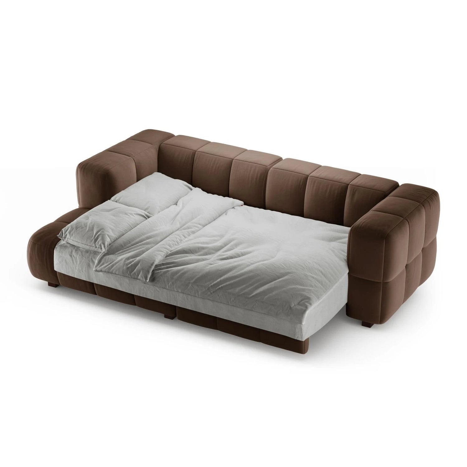 Puma 3-Sitzer Ecksofa Links mit Schlaffunktion, aus Samt (Salvador 4) in Schokolade, 260x164 cm – Bild 4