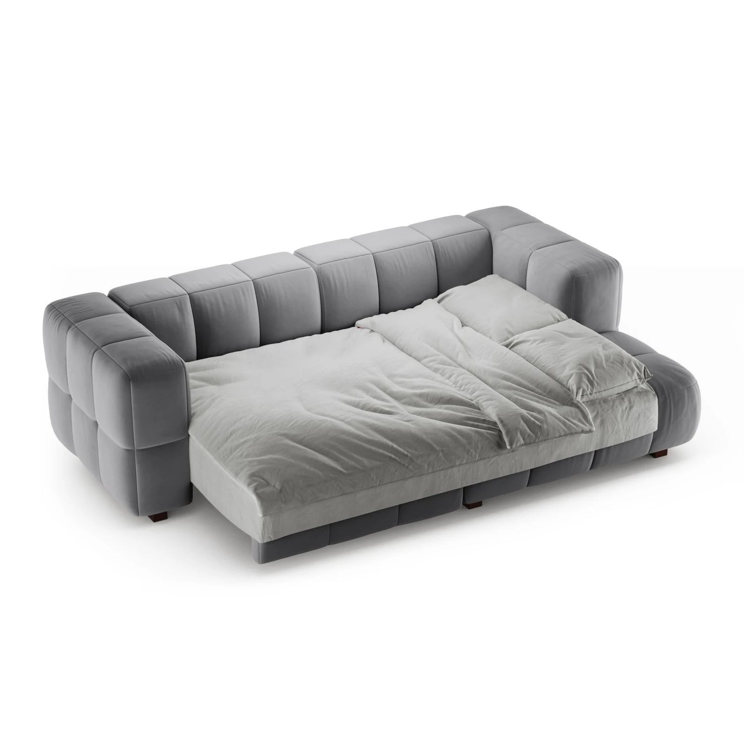 Puma 3-Sitzer Ecksofa Rechts mit Schlaffunktion, aus Samt (Salvador 17) in Grau, 260x164 cm – Bild 4