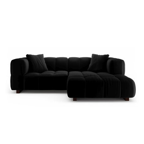 Puma 3-Sitzer Ecksofa Rechts mit Schlaffunktion, aus Samt (Salvador 19) in Schwarz, 260x164 cm – Bild 1