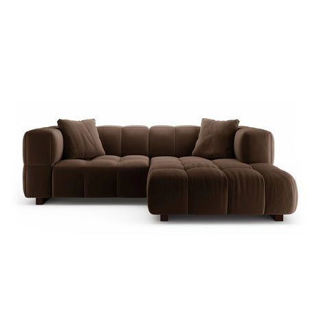 Puma 3-Sitzer Ecksofa Rechts mit Schlaffunktion, aus Samt (Salvador 4) in Schokolade, 260x164 cm – Bild 1
