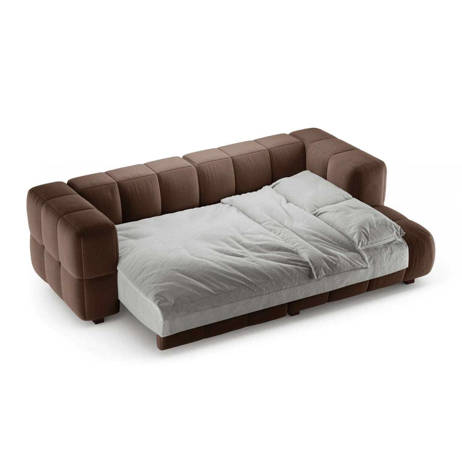 Puma 3-Sitzer Ecksofa Rechts mit Schlaffunktion, aus Samt (Salvador 4) in Schokolade, 260x164 cm – Bild 4