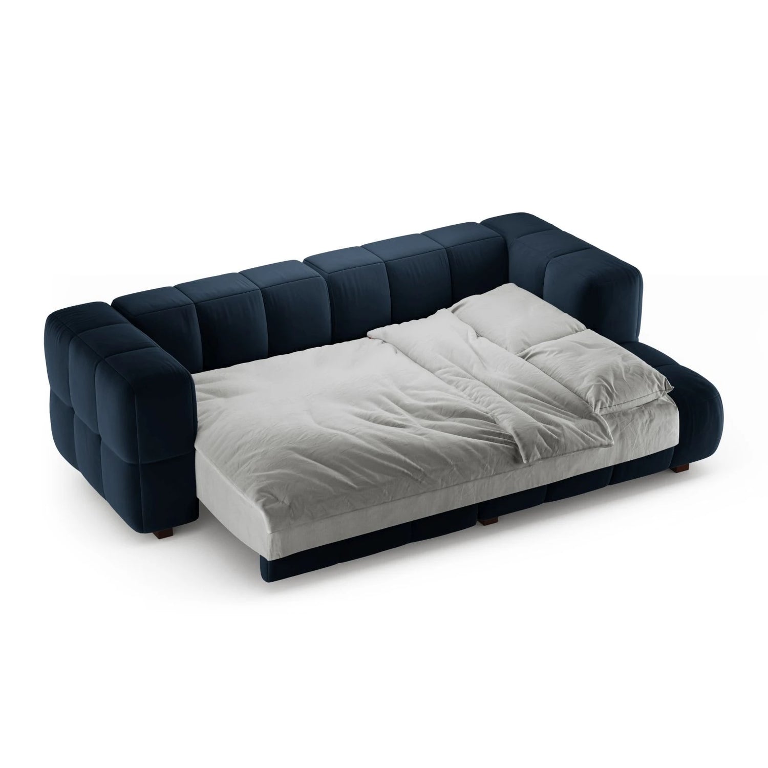 Puma 3-Sitzer Ecksofa Rechts mit Schlaffunktion, aus Samt (Salvador 5) in Königsblau, 260x164 cm – Bild 4