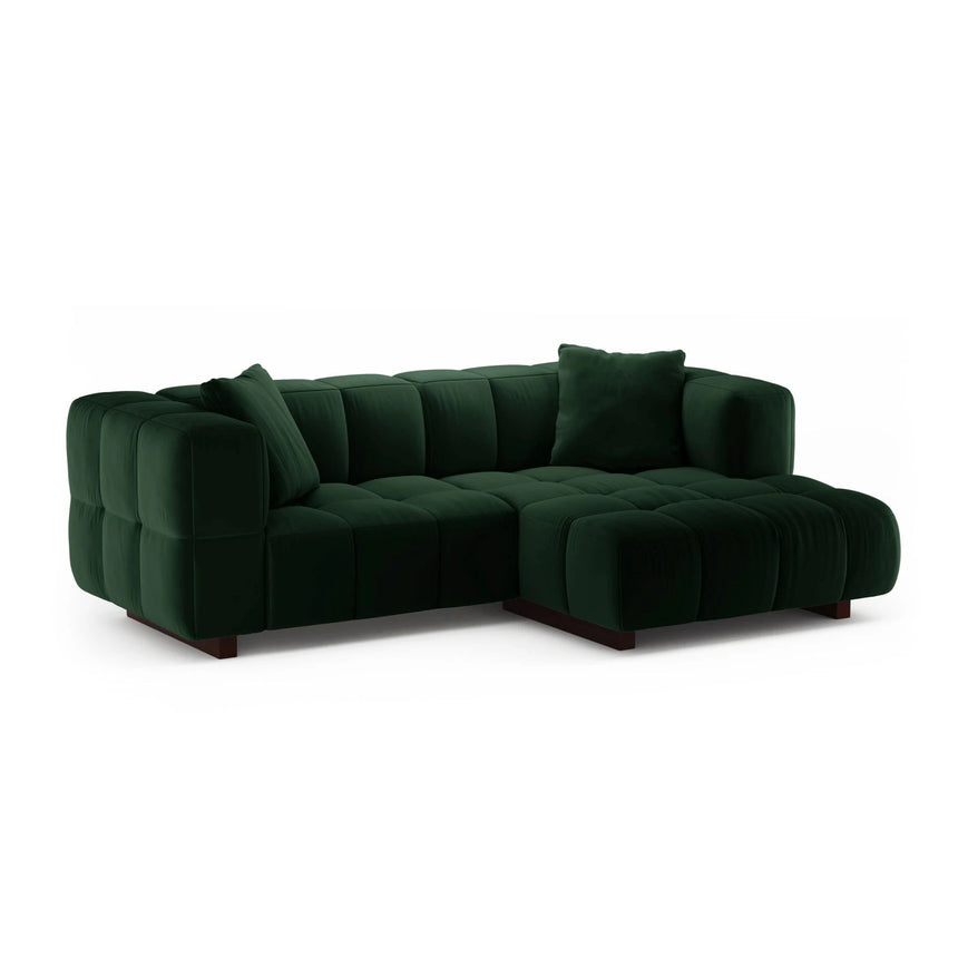 Puma 3-Sitzer Ecksofa Rechts mit Schlaffunktion, aus Samt (Salvador 7) in Flaschengrün, 260x164 cm – Bild 2