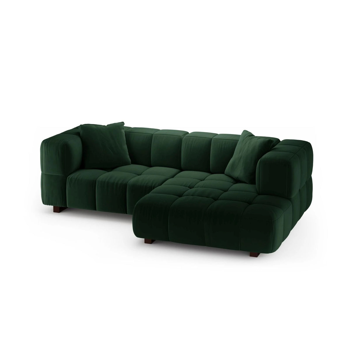 Puma 3-Sitzer Ecksofa Rechts mit Schlaffunktion, aus Samt (Salvador 7) in Flaschengrün, 260x164 cm – Bild 3