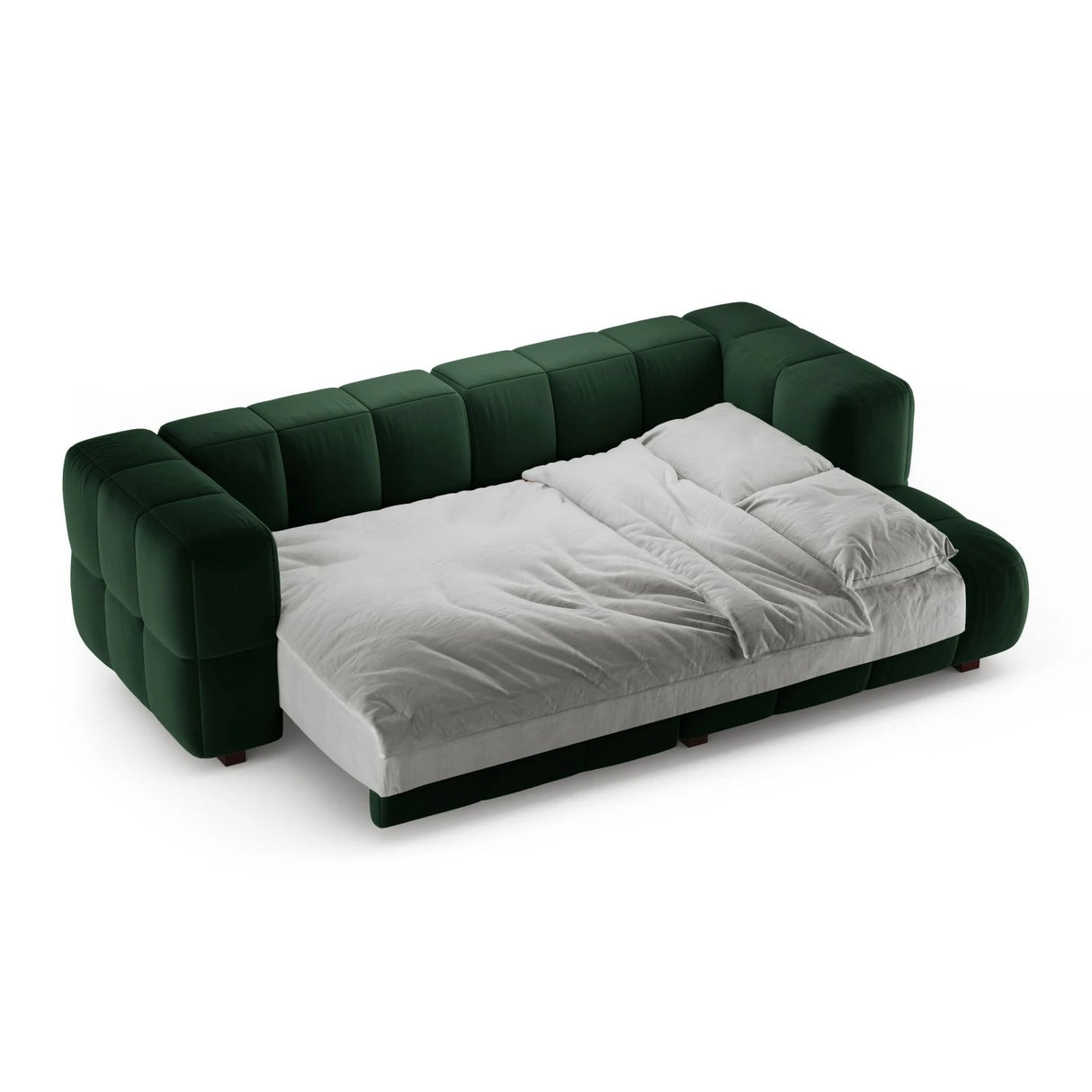 Puma 3-Sitzer Ecksofa Rechts mit Schlaffunktion, aus Samt (Salvador 7) in Flaschengrün, 260x164 cm – Bild 4