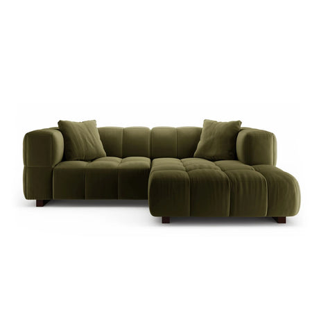 Puma 3-Sitzer Ecksofa Rechts mit Schlaffunktion, aus Samt (Salvador 8) in Grün, 260x164 cm – Bild 1
