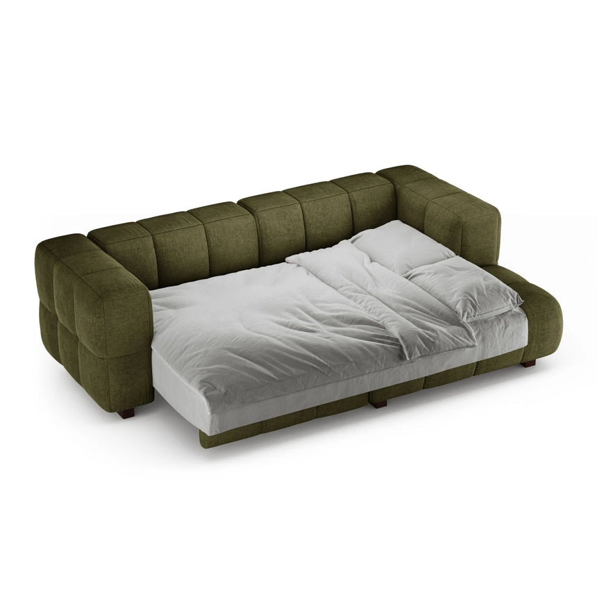 Puma 3-Sitzer Ecksofa Rechts mit Schlaffunktion, aus Strukturierter Stoff (Sorella 35) in Grüne Melange, 260x164 cm – Bild 4