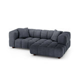 Puma 3-Sitzer Ecksofa Rechts mit Schlaffunktion, aus Strukturierter Stoff (Sorella 77) in Dunkelblau, 260x164 cm – Bild 3