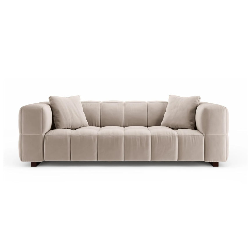 Puma 3-Sitzer Sofa mit Schlaffunktion aus Samt (Salvador 1) in Beige, 260x92 cm – Bild 1