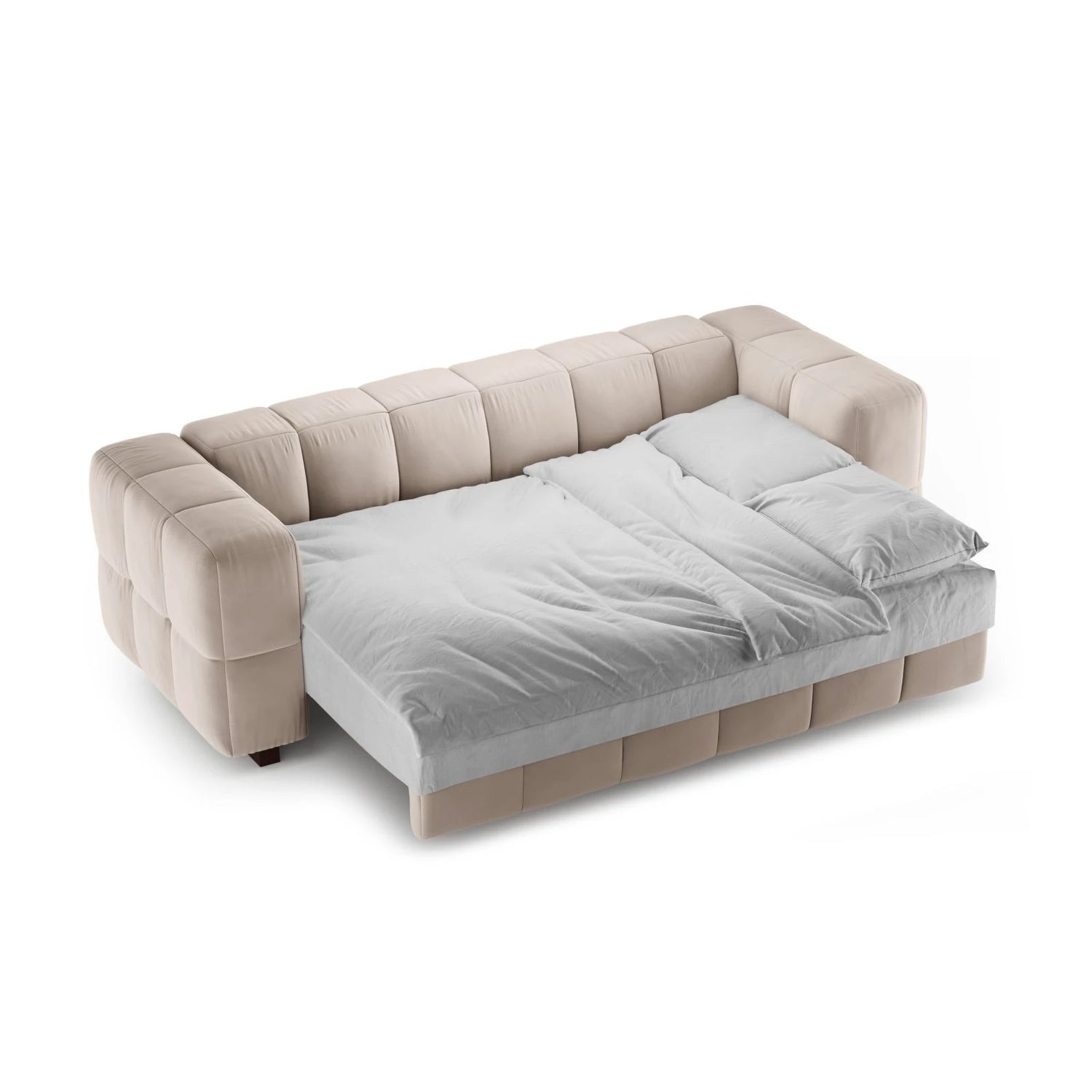Puma 3-Sitzer Sofa mit Schlaffunktion aus Samt (Salvador 1) in Beige, 260x92 cm – Bild 3